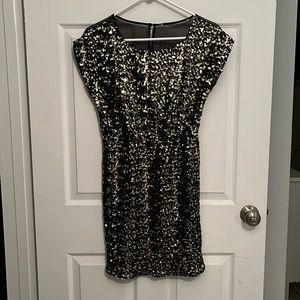 Black and gold sequins mini dress